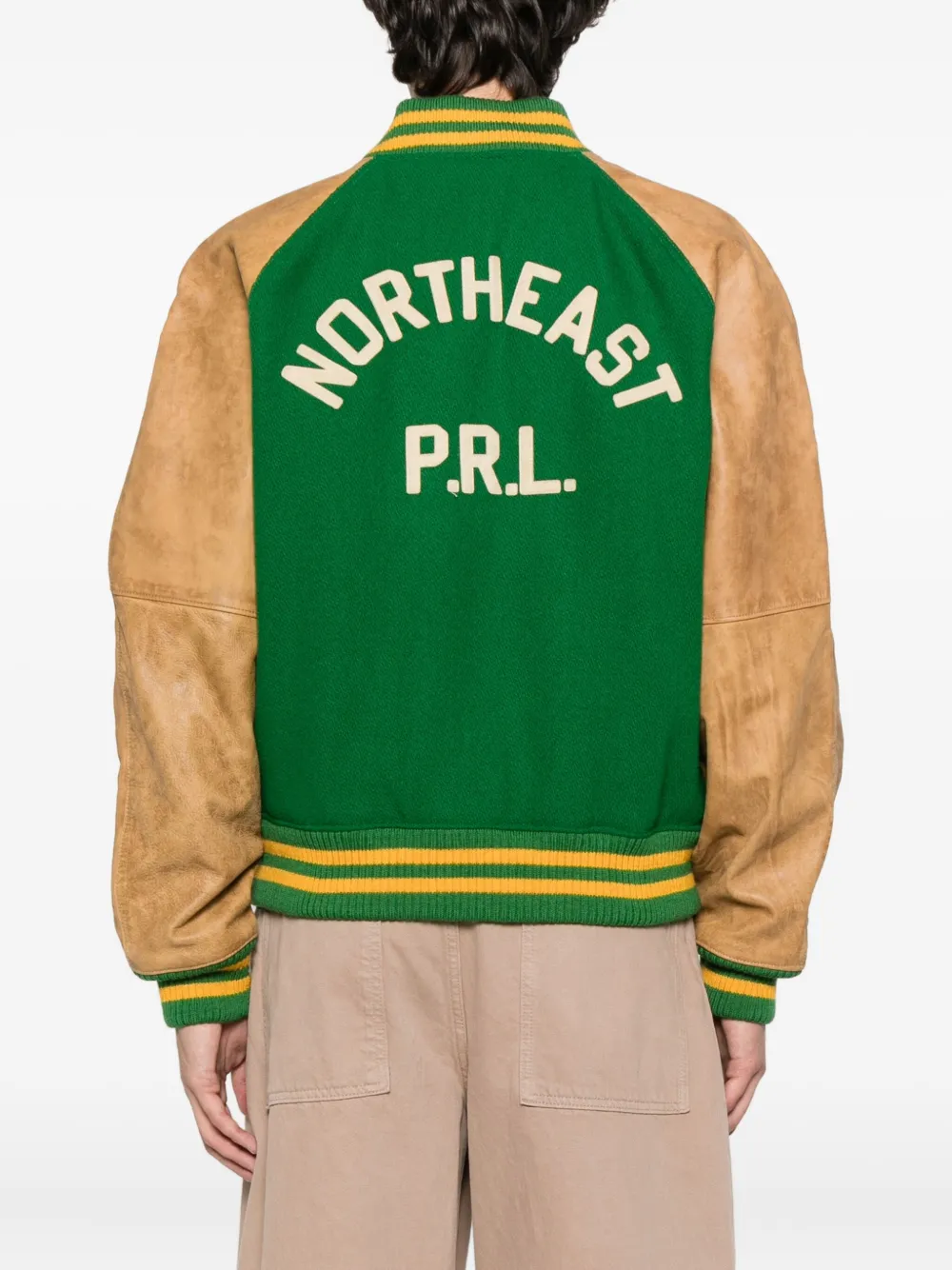 Polo Ralph Lauren Bomberjack met leren mouwen Groen