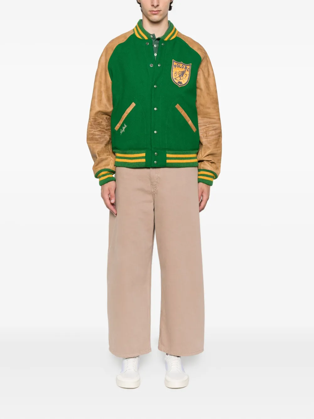 Polo Ralph Lauren leather-sleeved varsity jacket | Bomber Jackets | Image 2