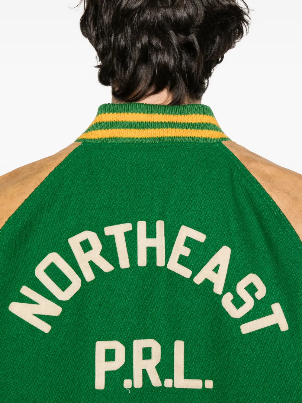 Polo Ralph Lauren Bomberjack met leren mouwen Groen