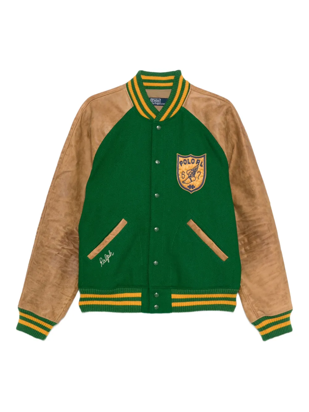 Polo Ralph Lauren leather-sleeved varsity jacket | Green | Image 1