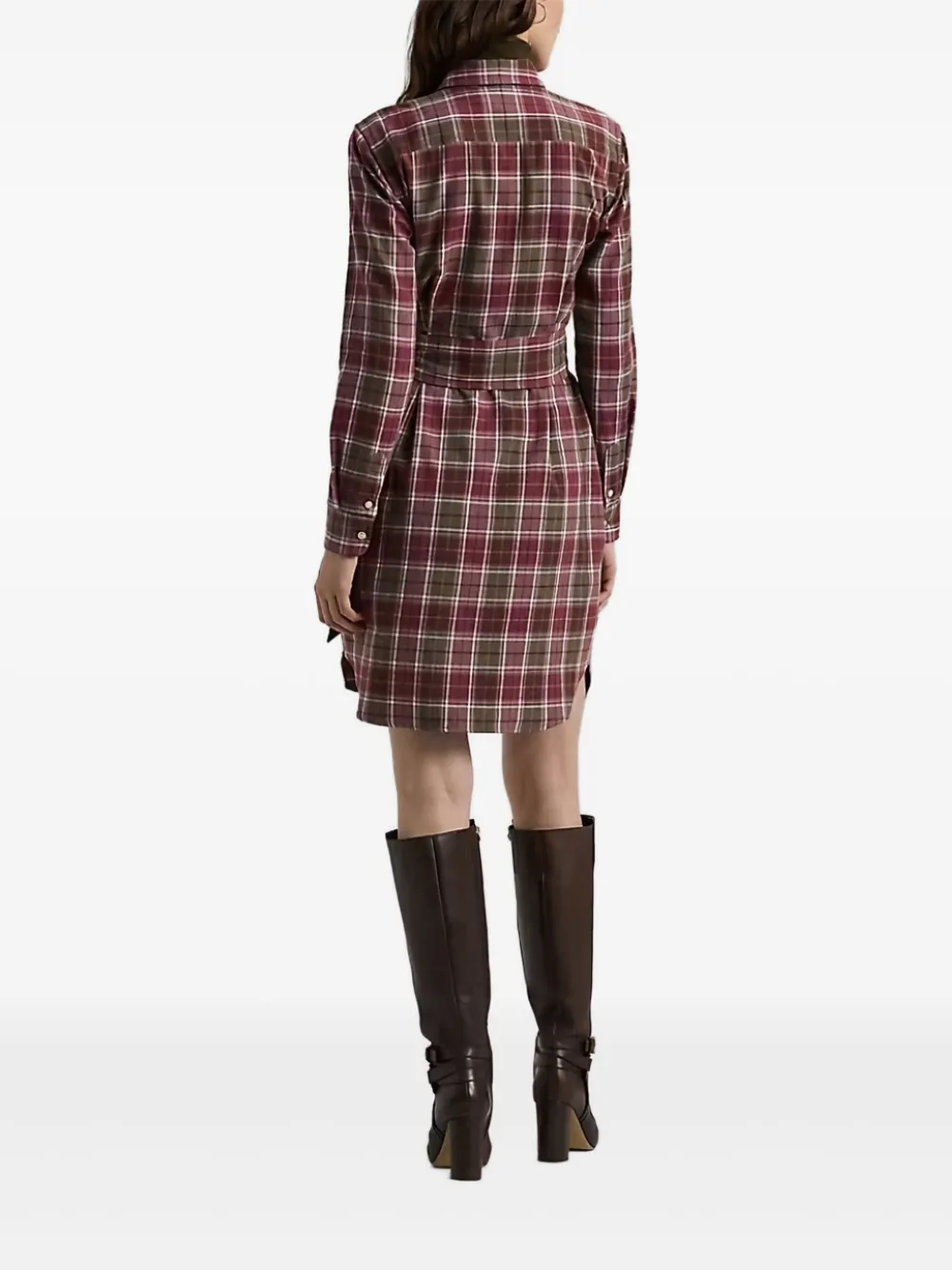 Lauren Ralph Lauren Geruite button-up blousejurk - Rood
