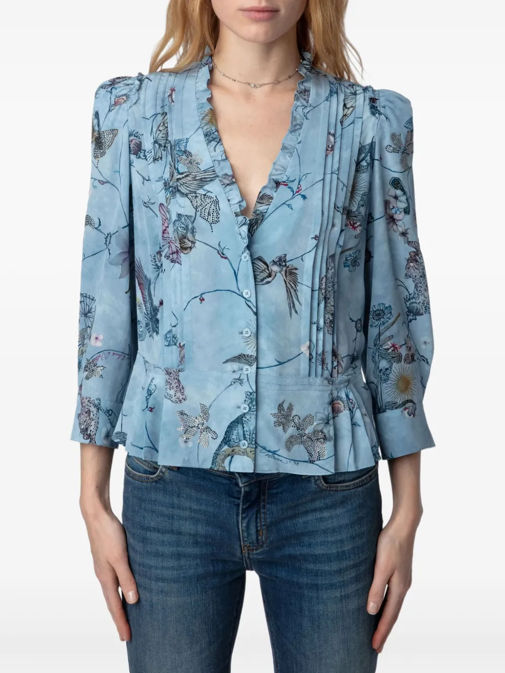Zadig&Voltaire Blouse met bloemenprint - Blauw