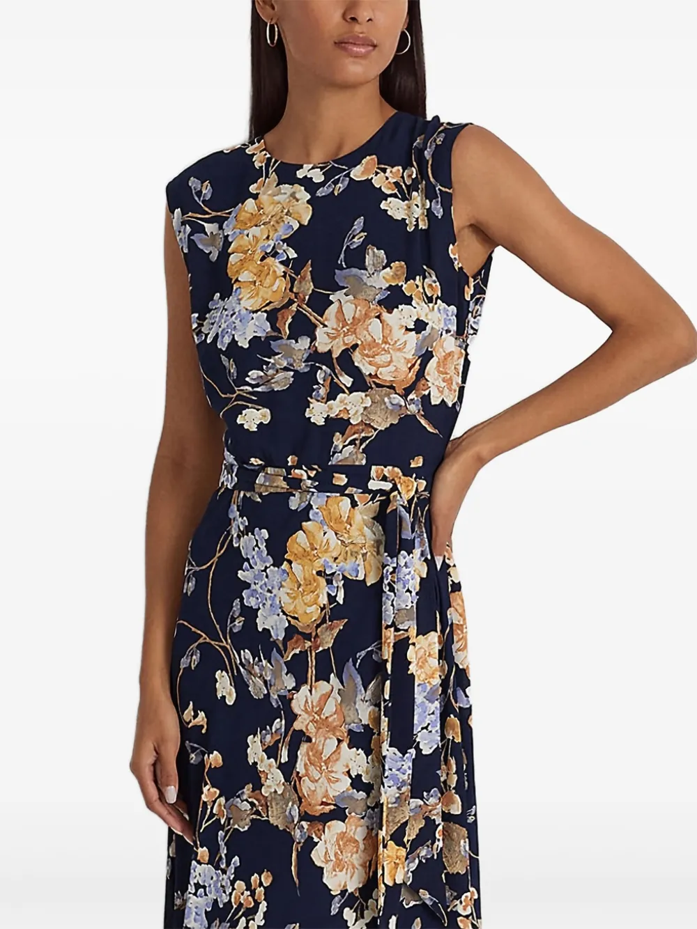 Lauren Ralph Lauren Getailleerde midi-jurk met bloemenprint - Blauw