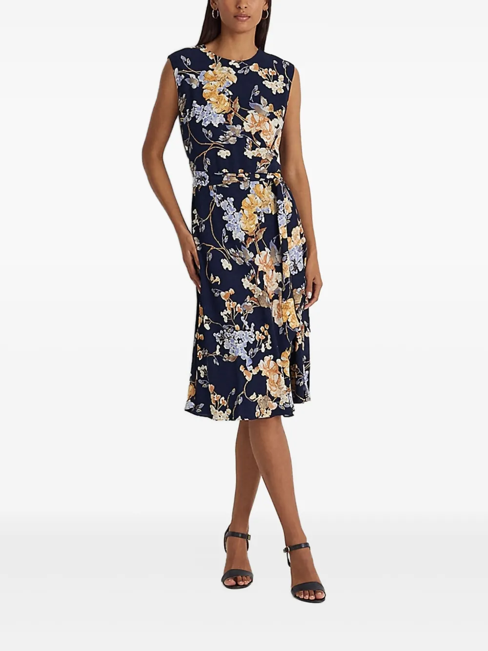 floral-print fitted midi dress