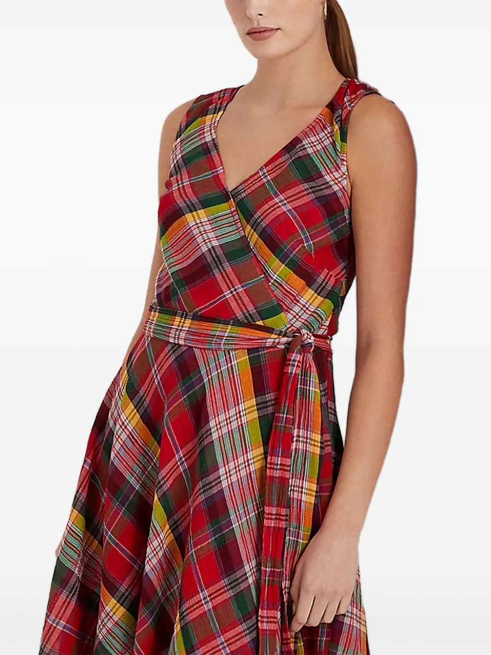 plaid belted dress