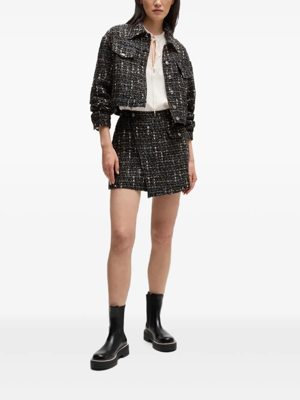 BOSS Tweed mini-rok - Grijs