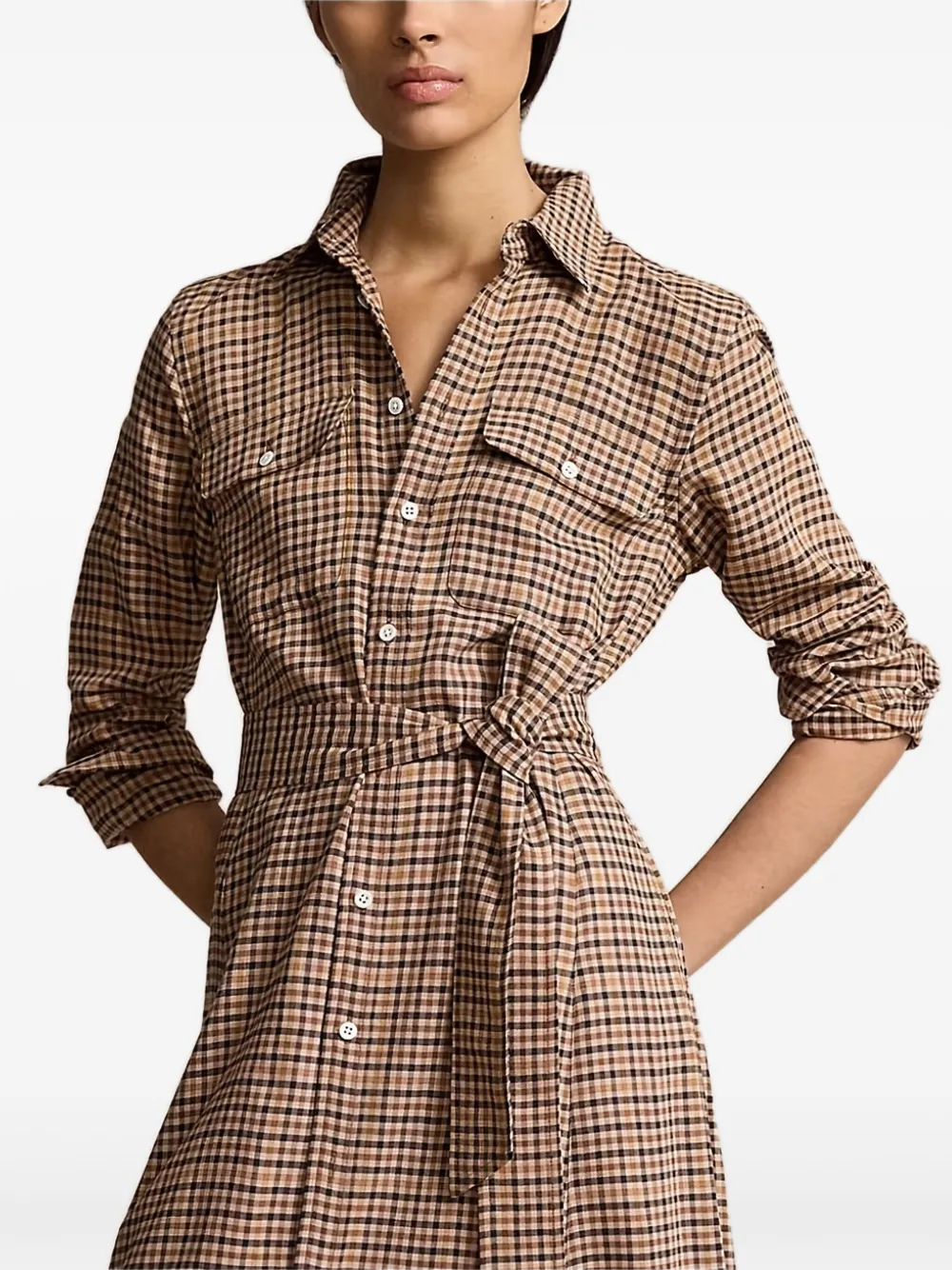 Polo Ralph Lauren Geruite blousejurk Bruin