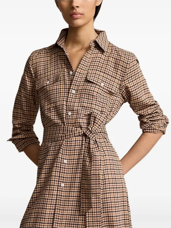 polo ralph lauren plaid shirt dress Polo Ralph Lauren Womens Shirt Dress Multicolor 0 Plaid Flannel Fringe Cotton
