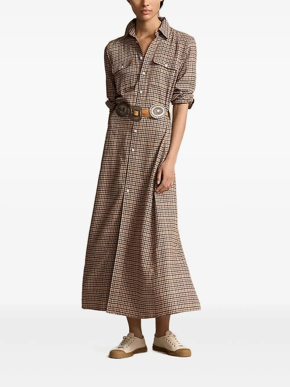 Polo Ralph Lauren Geruite blousejurk Bruin
