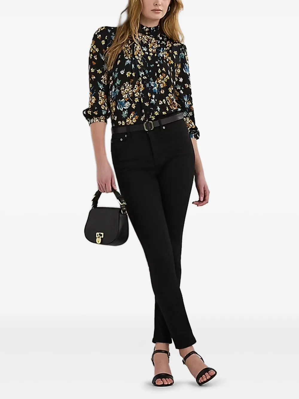 floral-print georgette shirt