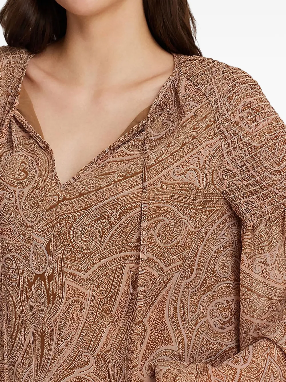 Shop Ralph Lauren Printed Balloon-sleeve Blouse