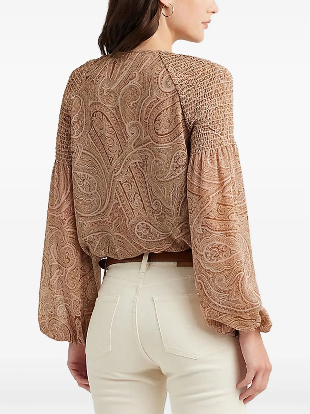 Shop Ralph Lauren Printed Balloon-sleeve Blouse