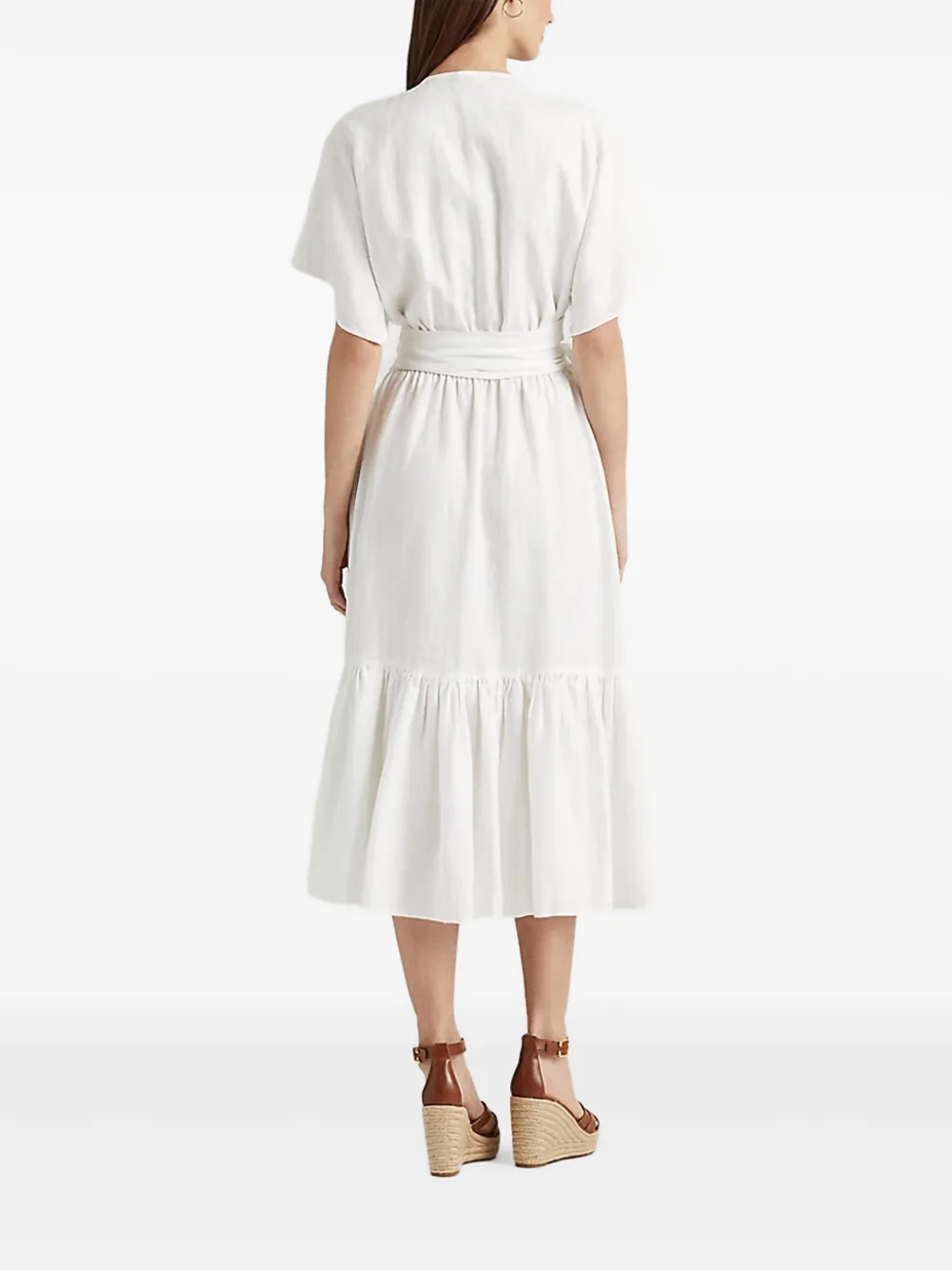 Lauren Ralph Lauren Linnen midi-jurk - Wit
