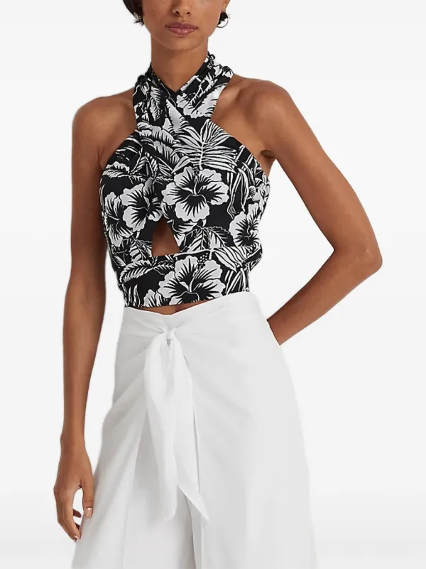 Lauren Ralph Lauren floral-print Halterneck Top Black