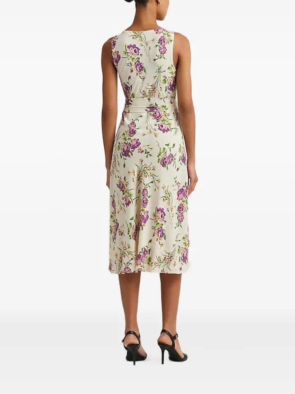 Lauren Ralph Lauren floral-print Belted Midi Dress White