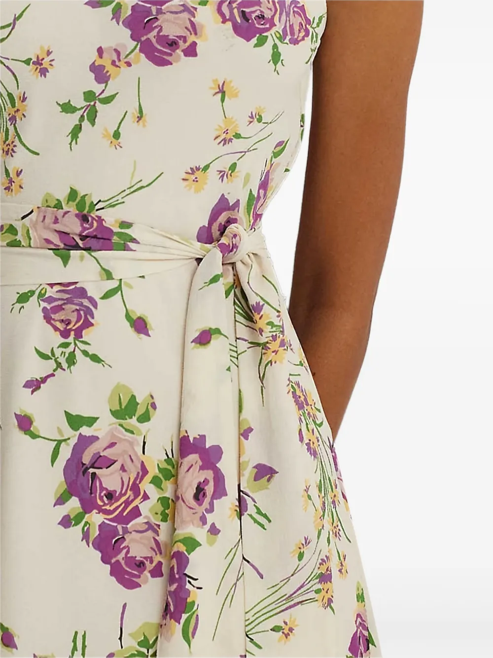 Shop Ralph Lauren Floral-print Belted Midi Dress