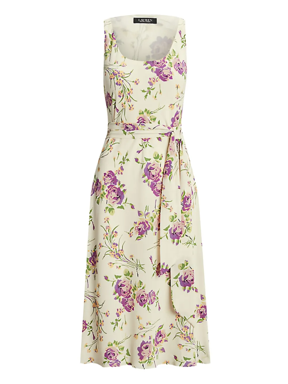 Shop Ralph Lauren Floral-print Belted Midi Dress