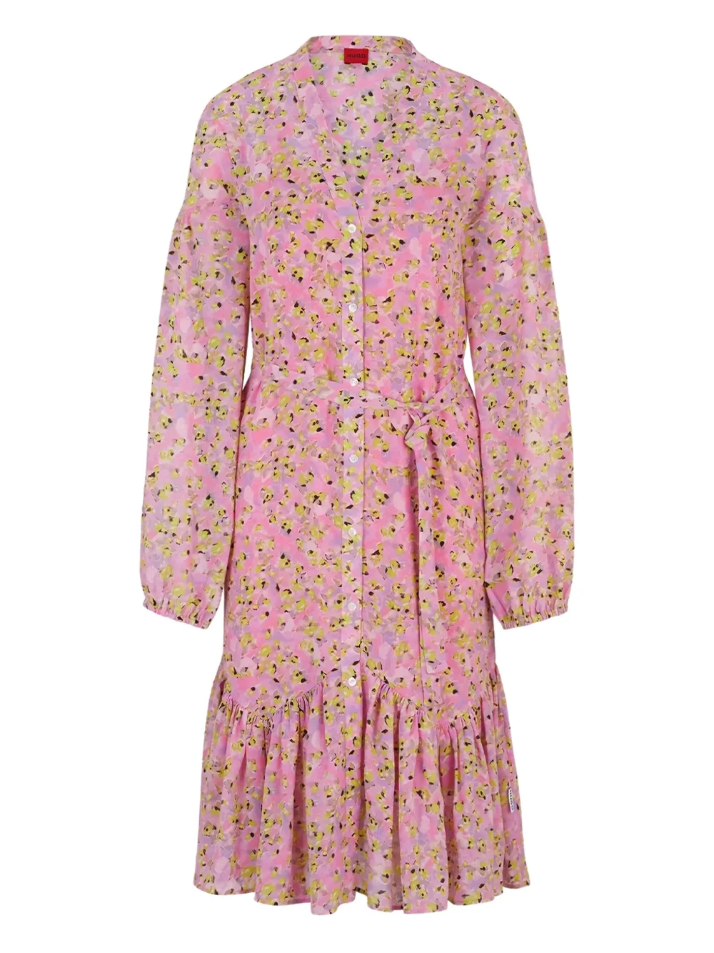 floral-print belted midi dress