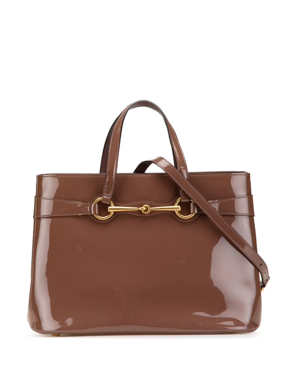 Gucci Pre-Owned 2000-2015 Patent Bright Bit satchel | Brown | Image 1