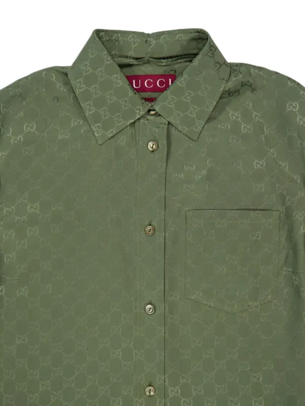 Gucci GG Jacquard long-sleeve Shirt Green FARFETCH JO