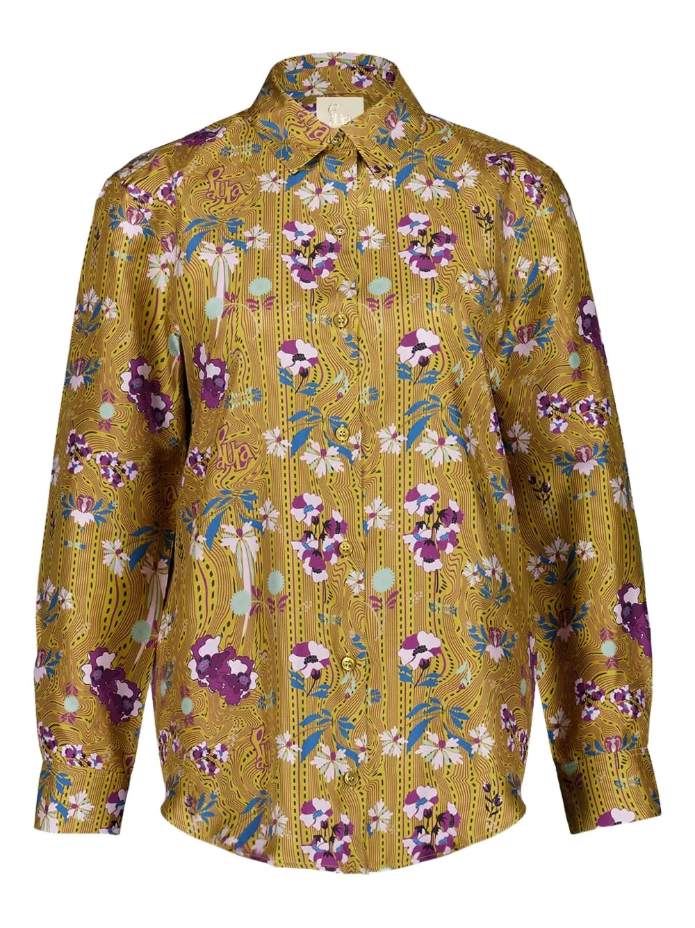 Paula Floral-print Button-up Shirt In Yellow