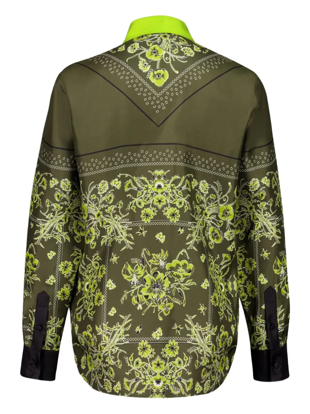 Gucci Zijden blouse met bloemen- en bandanaprint - Groen