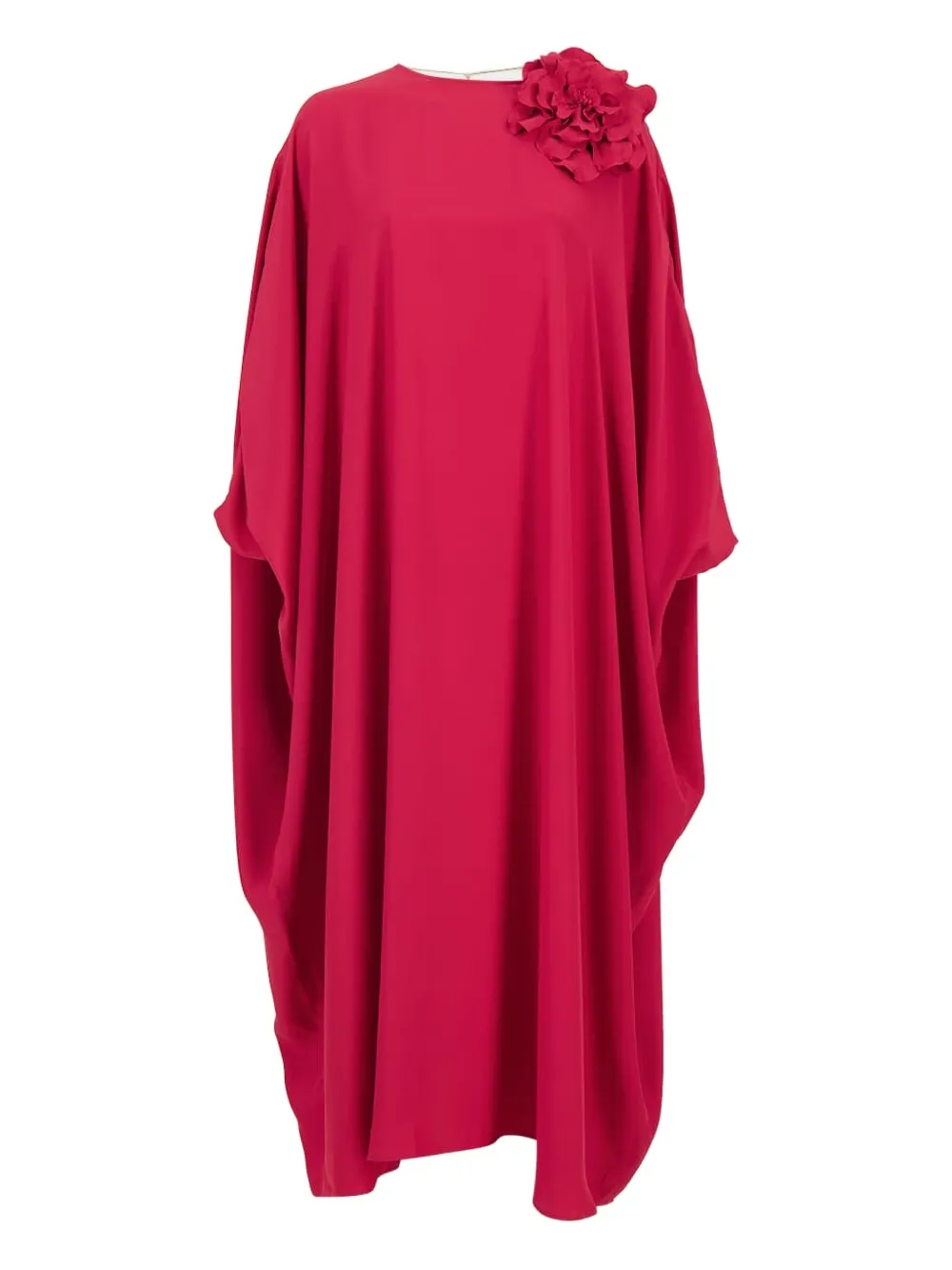 PAULA Abito in seta stile mantella a fiori - Rosso