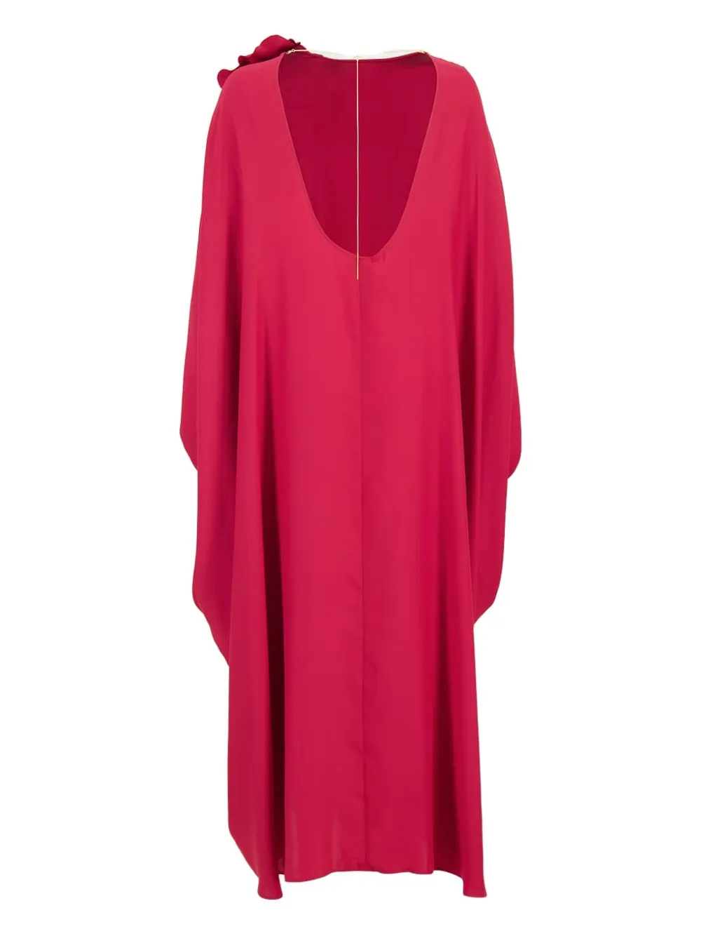 PAULA Zijden jurk met cape en bloemenprint - Rood