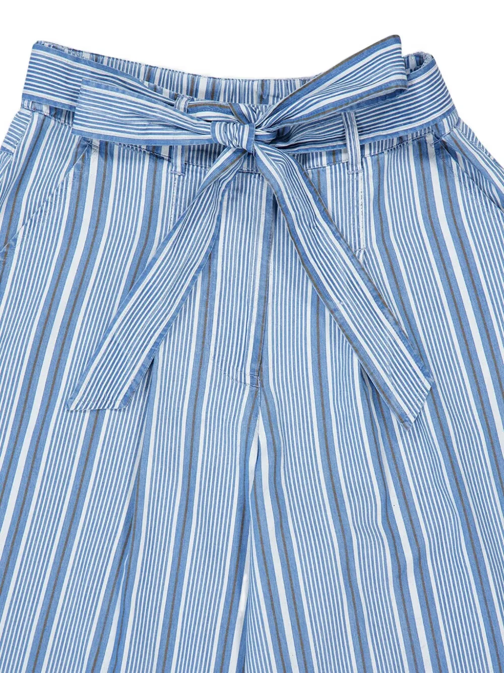 PAULA Elisa gestreepte broek met wijde pijpen Blauw