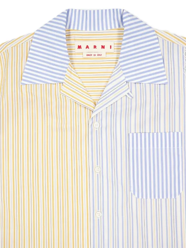 MARNI バイカラー異素材トップス MARNI（マルニ）ポリエステルウールトロピカルバイカラーシャツ