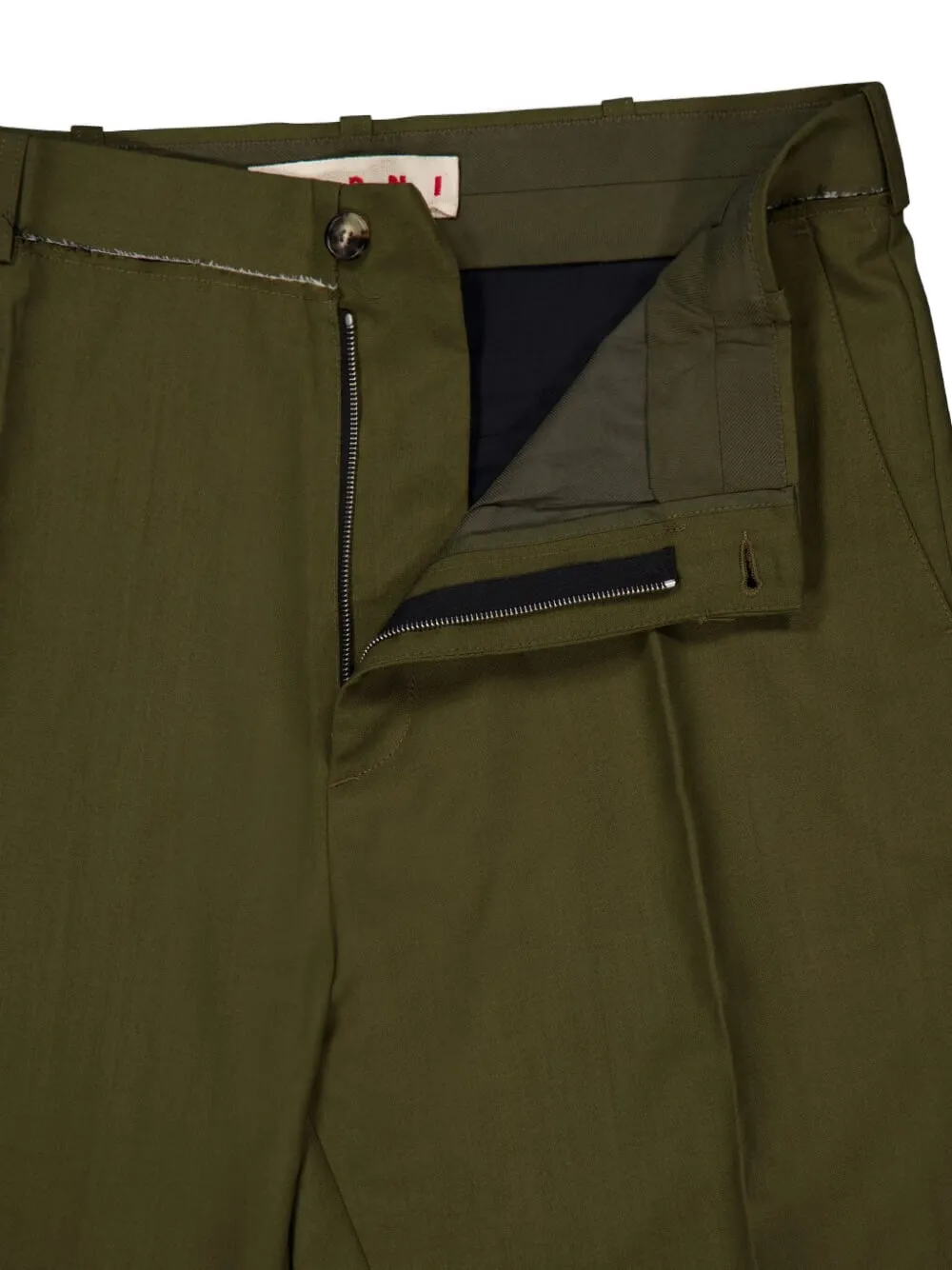Marni Pleat-detail Wool Trousers In Green