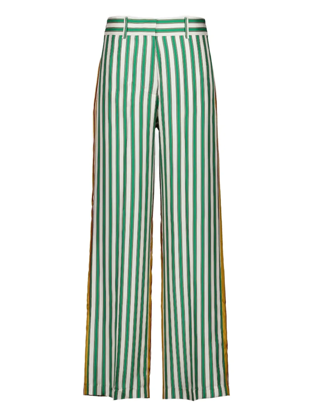 PAULA Pantaloni a righe in twill di seta - Verde
