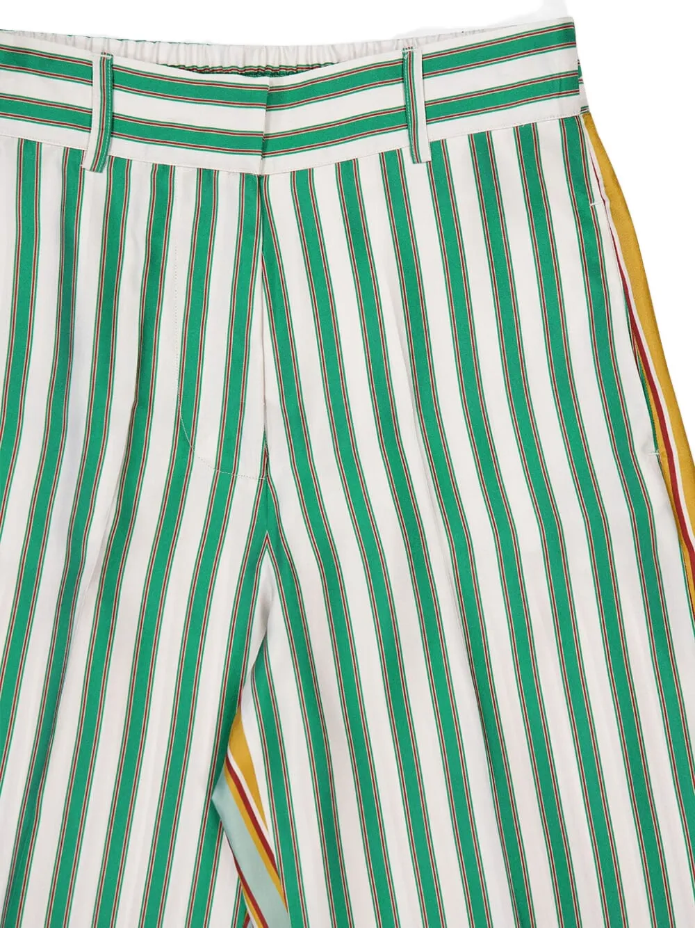 PAULA Gestreepte zijden broek Groen