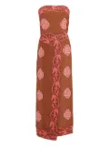 Johanna Ortiz strapless linen dress - Red
