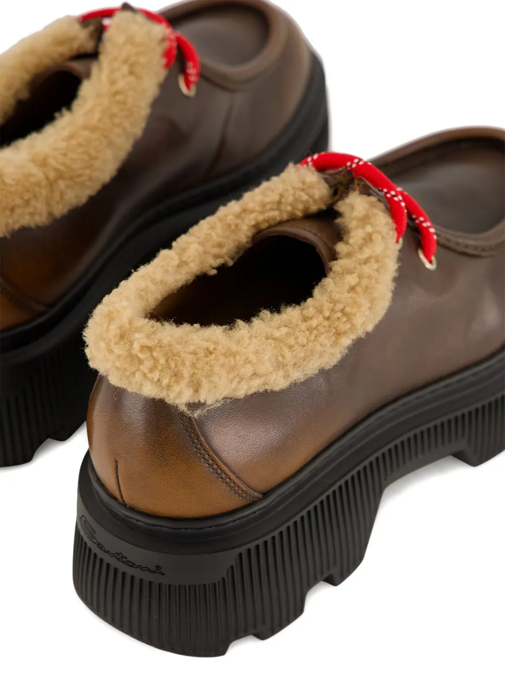 Santoni Leather Derby Shoes In Multi