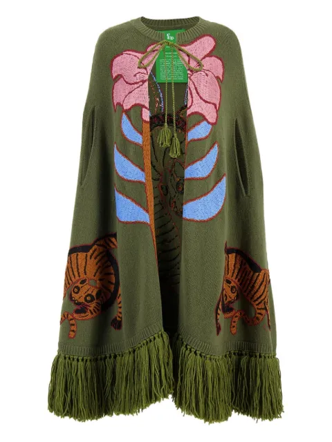 PAULA tiger-flower embroidered cape
