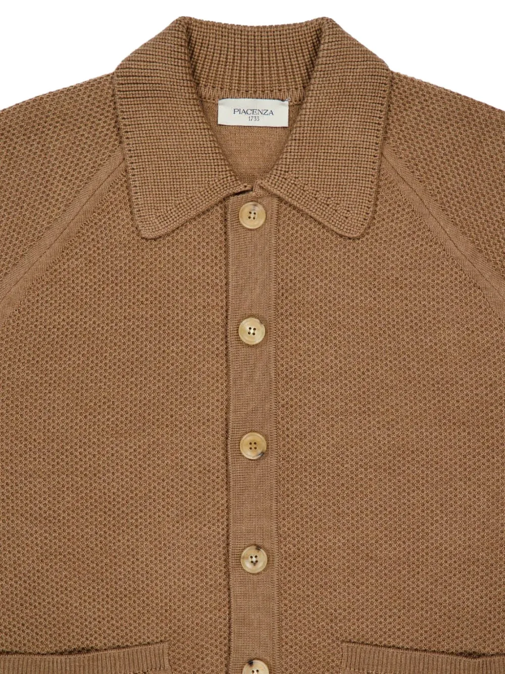 Piacenza Cashmere Button-up wollen shirtjack Bruin