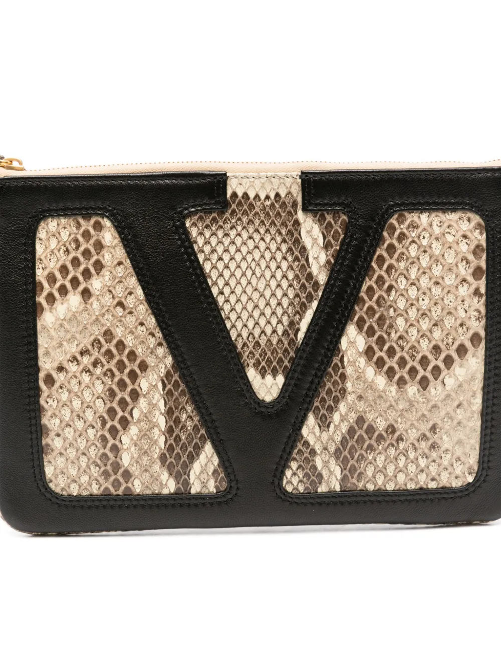 Valentino Garavani Viva Superstar leather clutch bag Beige