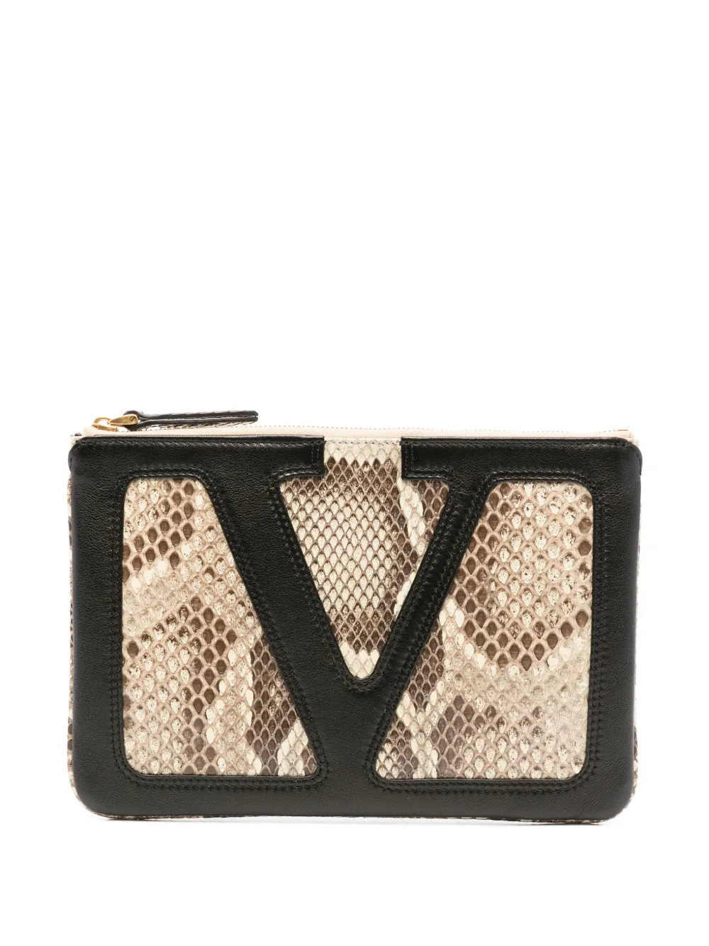 Valentino Garavani Viva Superstar leather clutch bag Beige