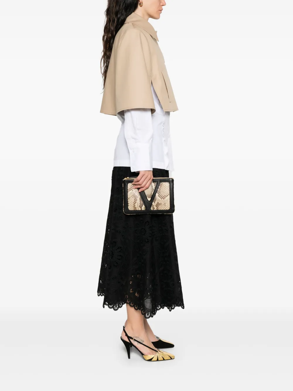 Valentino Garavani Viva Superstar leather clutch bag Beige