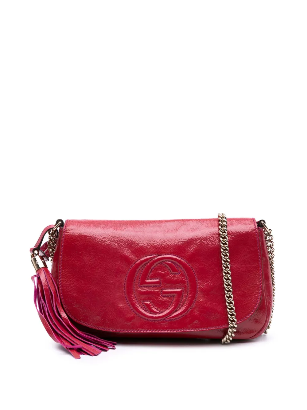 Pre-owned Gucci 2016-2024 Medium Patent Soho Chain Flap Crossbody Bag