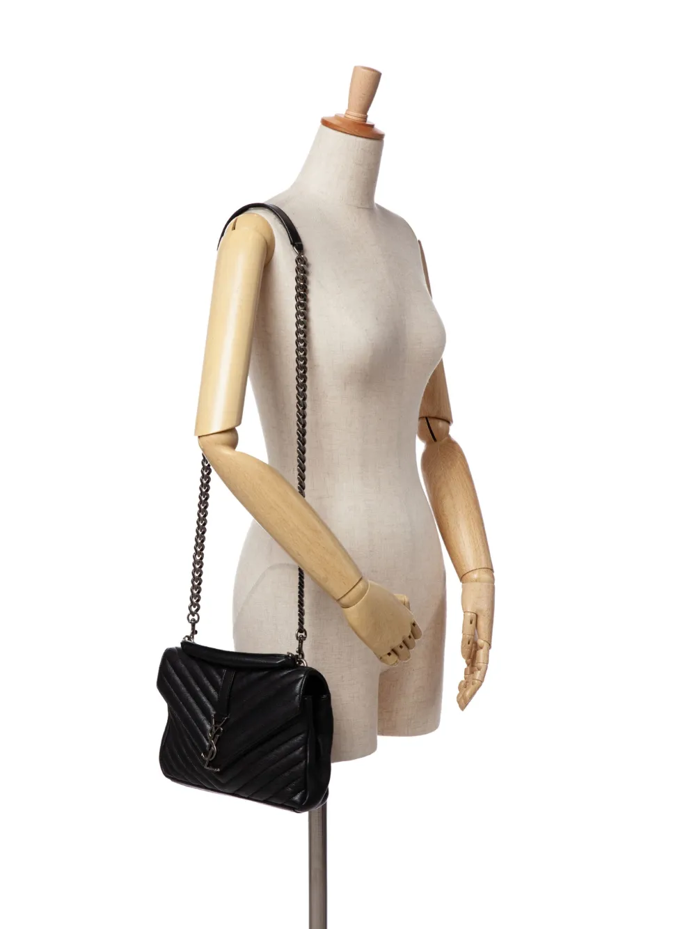 Saint Laurent Pre-Owned Borsa a tracolla College media pelle di pecora con motivo chevron e monogramma in 2016 | Pre-owned | Image 2