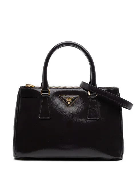 Prada Pre-Owned bolsa satchel Galleria pequeña de piel saffiano barnizada con doble cierre 2010-2024