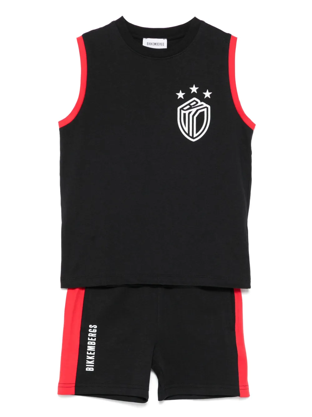 BIKKEMBERGS KIDS Tanktop en shorts met logoprint Zwart