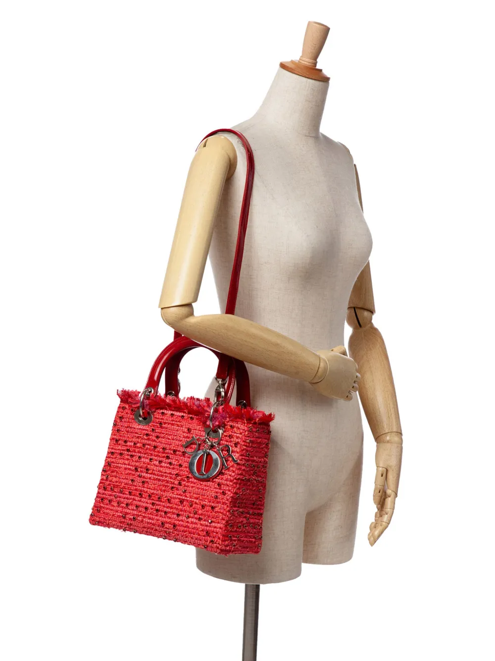 Christian Dior Pre-Owned 2012 Medium Tweed Fringe Rhinestone Lady Dior satchel | Pre-Owned | Image 2