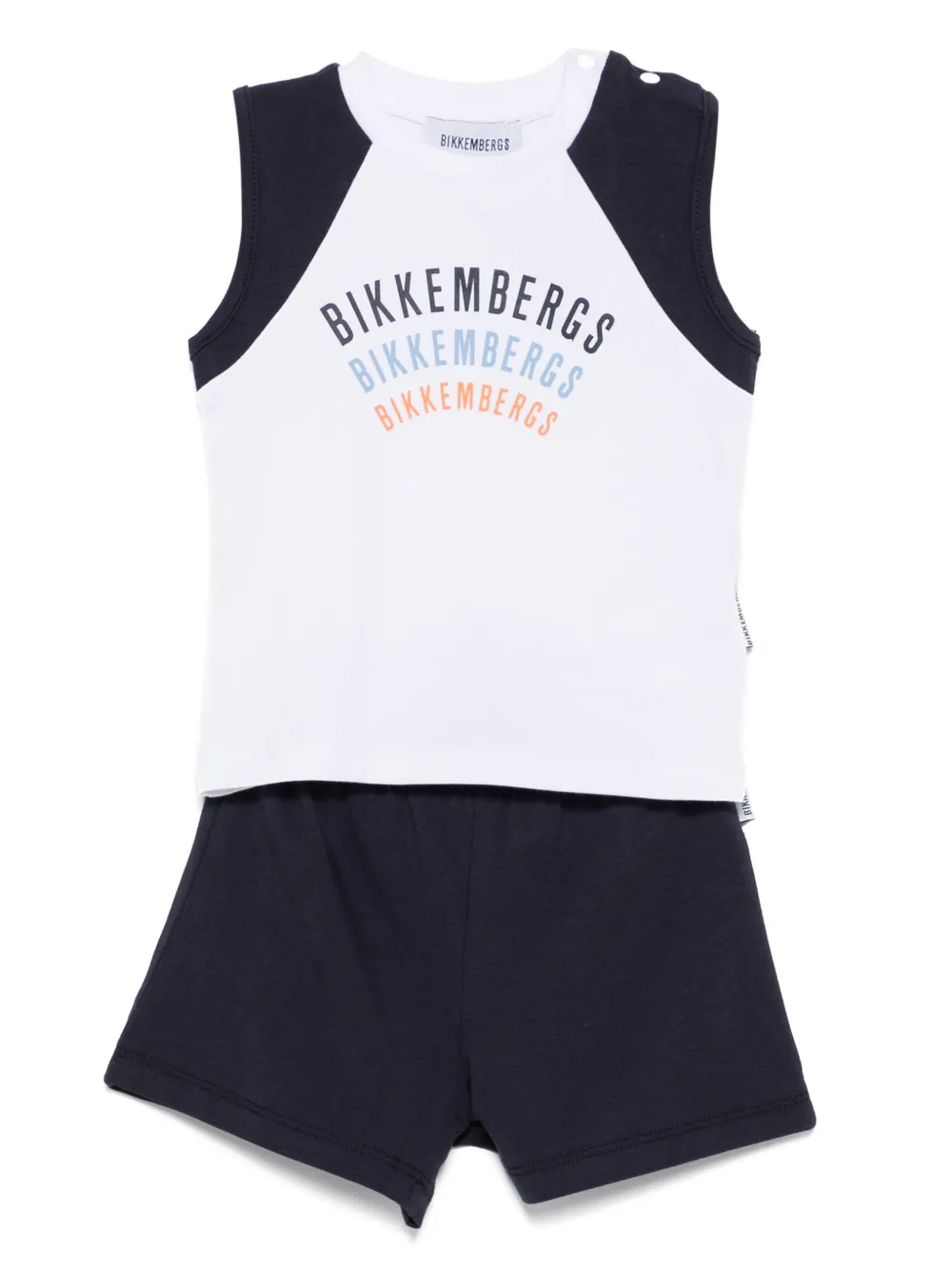 BIKKEMBERGS KIDS Tanktop en shorts met logoprint Wit