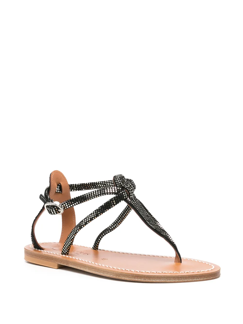 K. Jacques leather flat sandals Black