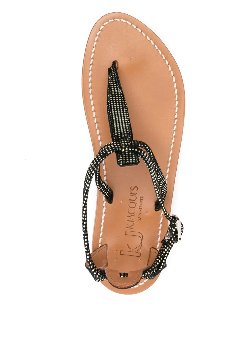 K. Jacques leather flat sandals Black
