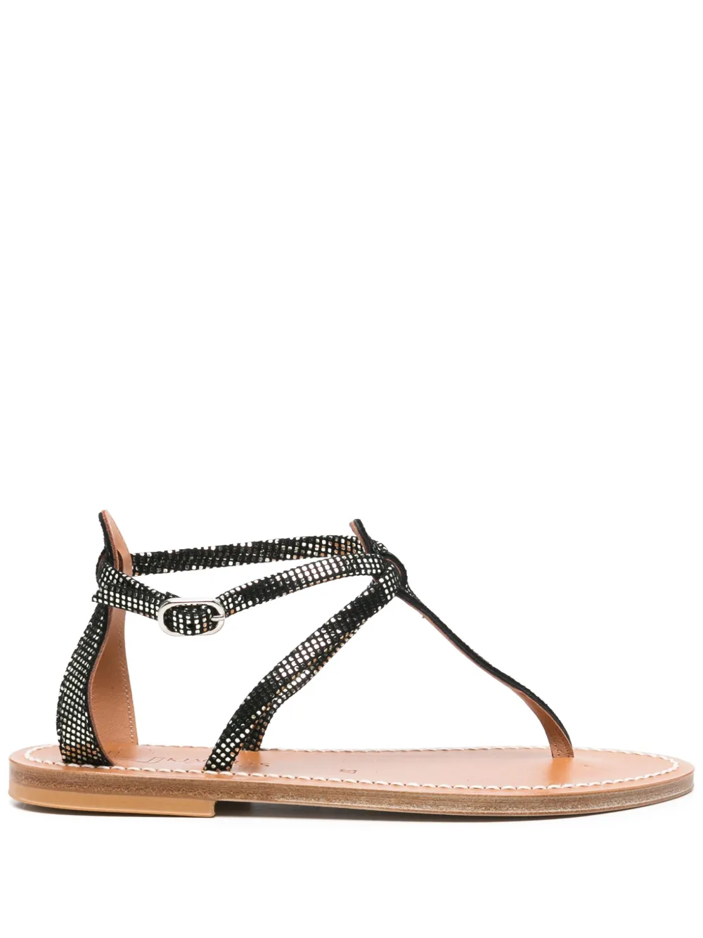K. Jacques leather flat sandals Black