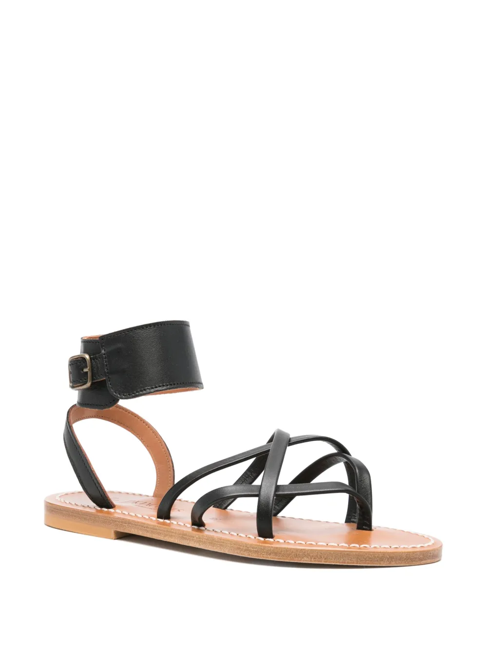 K. Jacques leather strappy sandals Black